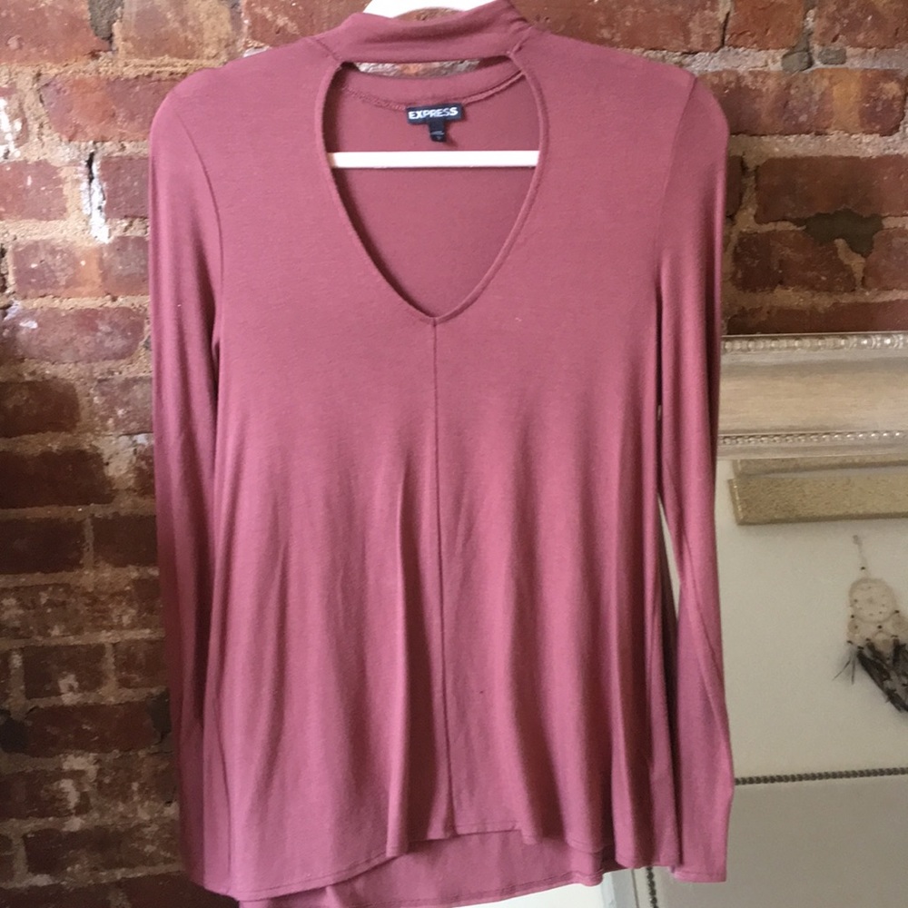 Express Long-Sleeve Keyhole Neck Shirt